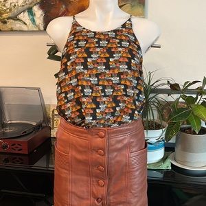 Anthropologie Porridge black print tank sz S